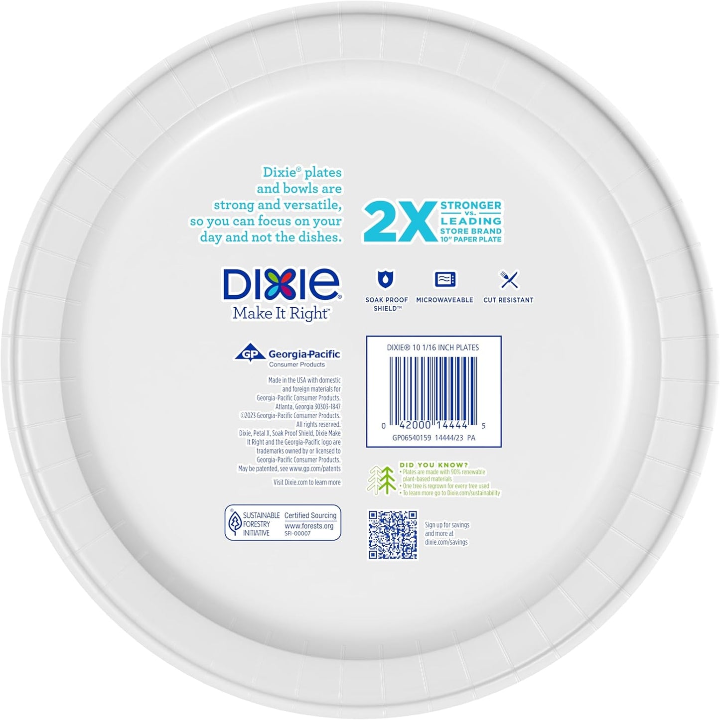 Dixie Large Paper Plates, 10 Inch, 150 Count, 2X Stronger*, Microwave-Safe, Soak-Proof, Cut Resistant, Disposable Plates For Everyday