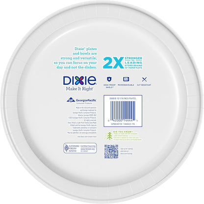 Dixie Large Paper Plates, 10 Inch, 150 Count, 2X Stronger*, Microwave-Safe, Soak-Proof, Cut Resistant, Disposable Plates For Everyday
