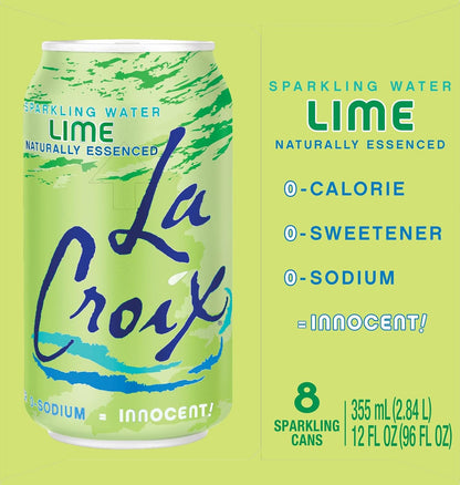 La Croix Sparkling Water, Lime, 12 Fl Oz (pack of 8)