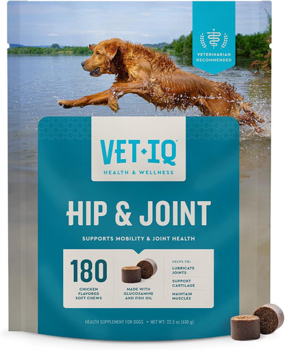 VetIQ Glucosamine Hip & Joint Supplement for Dogs, 180 Soft Chews, Joint Support Supplement with MSM and
