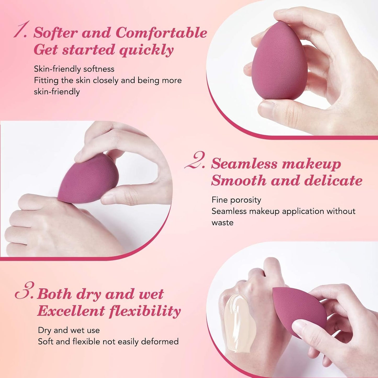 14PCS Makeup Sponge Set, Beauty Blender Sponge for Foundation Blending with 3PCS Mini Makeup Sponges & 4PCS Triangle Powder