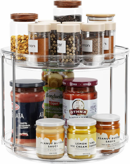 LAMU 2 Tier Lazy Susan Turntable Organizer 9.25'' Rotating Spice Rack Organization for Cabinet, Kitchen, Pantry, Countertop, Bathroom