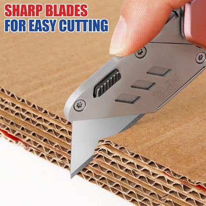 DIYSELF 50 Pack Utility Knife Blades, SK5 Steel Box Cutter Blades with Dispenser, Standard Blades for Box Cutter Utility Knife