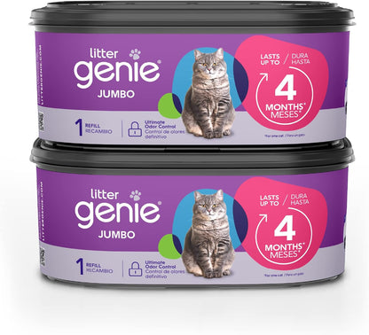 Litter Genie Refill Bags, Jumbo 2-Pack, 56 Total ft, Up to 8 Months of Supply in 2 cartridges, Ultimate Odor Control Cat Litter Bags