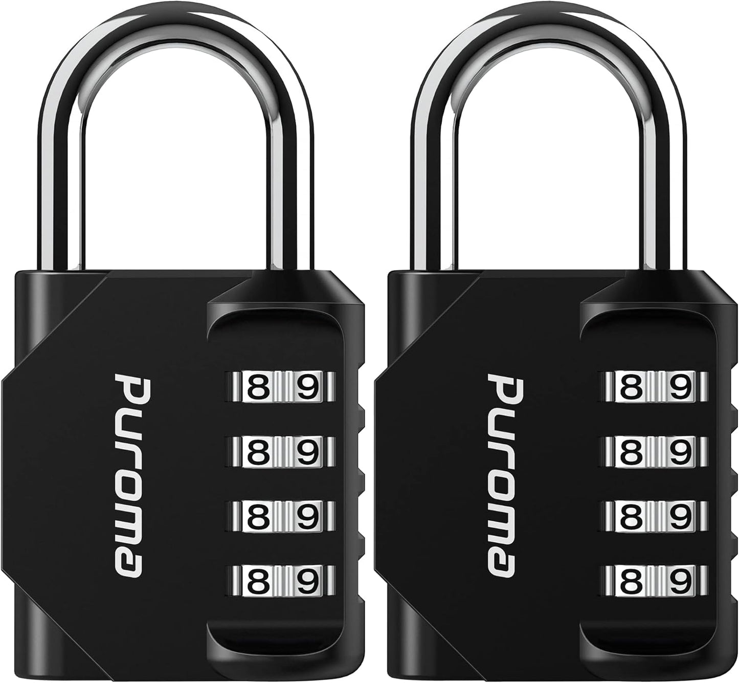 Puroma 2 Pack Combination Lock for Locker 4 Digit Outdoor Waterproof Padlock for School, Gym, Sports, Fence, Toolbox, Gate, Case