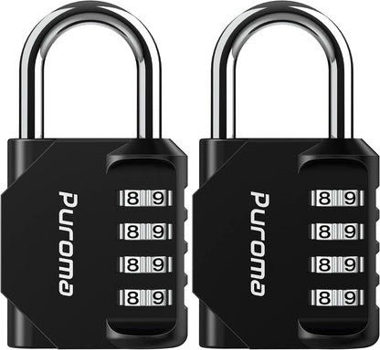 Puroma 2 Pack Combination Lock for Locker 4 Digit Outdoor Waterproof Padlock for School, Gym, Sports, Fence, Toolbox, Gate, Case