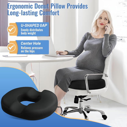 Donut Pillow Seat Cushion Chair Pad for Tailbone Pain Relief and Hemorrhoids, Memory Foam Seat Chair Cushion for Postpartum