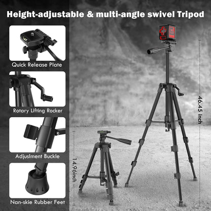 Motovera Self Leveling Laser Level 100ft, Green Cross Line with Tripod, 4 Brightness Modes & Pulse Function, Manual & Self-Leveling
