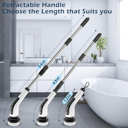 Bomves Electric Spin Scrubber, Cordless Cleaning Brush Scrubber for Home, 8 Replaceable Brush Heads-90Mins Work Time, 3 Adjustable