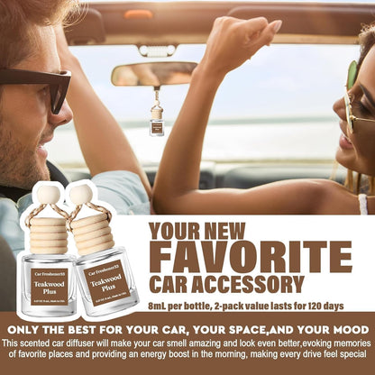 C Classy Car Air Freshener Hanging 2 Pack, Mahogany Teakwood Essential Oil Diffuser, Cute Glass