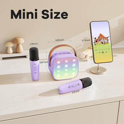 YLL Karaoke Machine for Kids, Portable Mini Speaker with 2 Wireless Microphones, TOP Kids Gifts for Girls Ages 3, 4, 5, 6, 7, 8, 9, 10+ Years