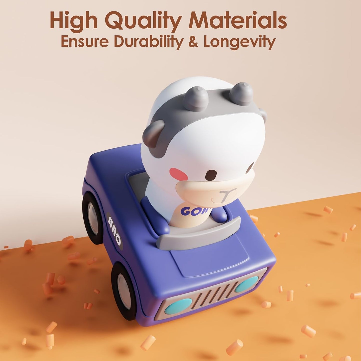 iPlay, iLearn Press to Go Car Toys for Toddlers 1-3, Baby Animal Racing Cars, Infant Play Vehicle