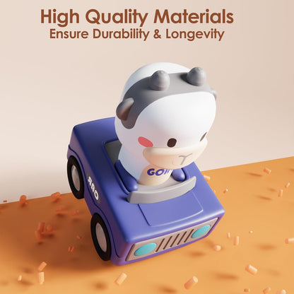 iPlay, iLearn Press to Go Car Toys for Toddlers 1-3, Baby Animal Racing Cars, Infant Play Vehicle