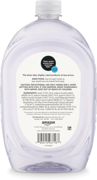 Amazon Basics Gentle & Mild Clear Liquid Hand Soap Refill, Triclosan-Free, Dermatologist-Tested, pH Balanced, Cruelty-Free, 50 Fluid Ounces, 1-Pack