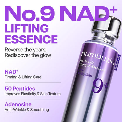 numbuzin No.9 NAD+ Peptide Lifting Serum for Face and Body, Firming & Wrinkles, 50 Peptide Essence for Sagging Skin, Fine Lines &