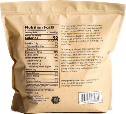 Raw Grass Fed Whey Protein Powder, Unflavored 1 Ingredient, No Additives or Fillers, Undenatured, Made in USA, 5 lb