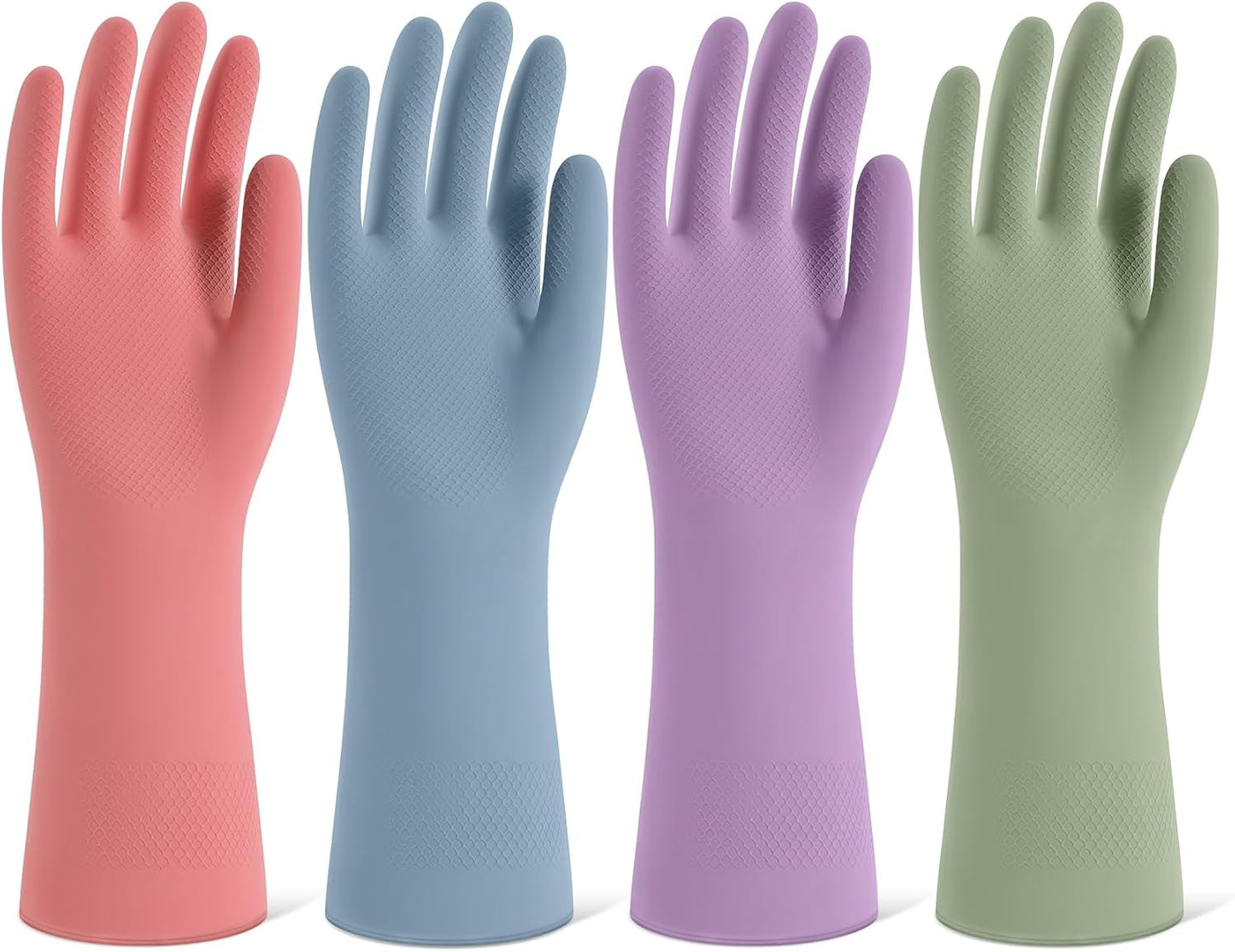 Rubber Cleaning Gloves for Dishwashing, 4 Pairs Reusable Kitchen Gloves for Washing Dishes and Household