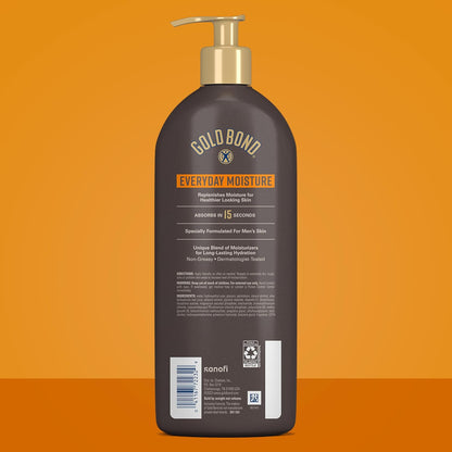 Gold Bond Men's Essentials Everyday Moisture Daily Body & Hand Lotion With Vitamin C, Hydrating Lotion Formulated for Men's Dry Skin, Value