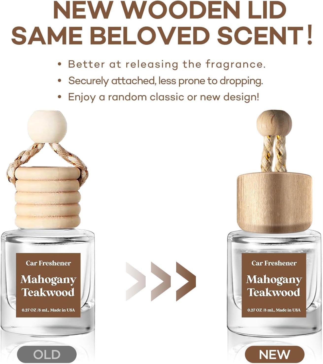C Classy Car Air Freshener Hanging 2 Pack, Mahogany Teakwood Essential Oil Diffuser, Cute Glass