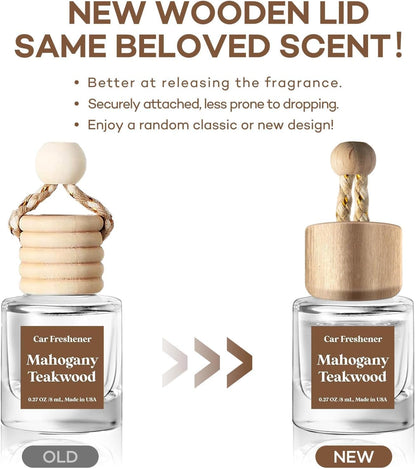 C Classy Car Air Freshener Hanging 2 Pack, Mahogany Teakwood Essential Oil Diffuser, Cute Glass