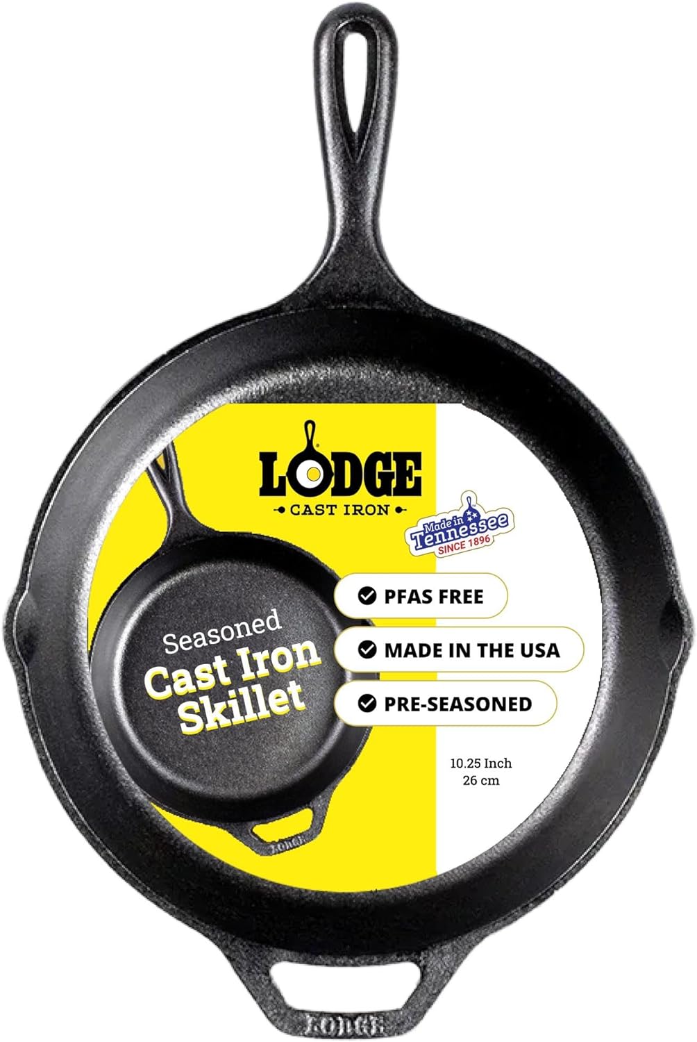 Lodge Seasoned Cast Iron Skillet - PFAS-Free, Non-Toxic Cookware - Use with an Oven, Stove