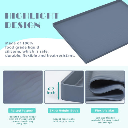URMONA Waterproof Silicone Under Sink Mat 31'' x 22'' Shelf Liner for Kitchen and Bathroom, Cabinet and Counter Protector, Storage and