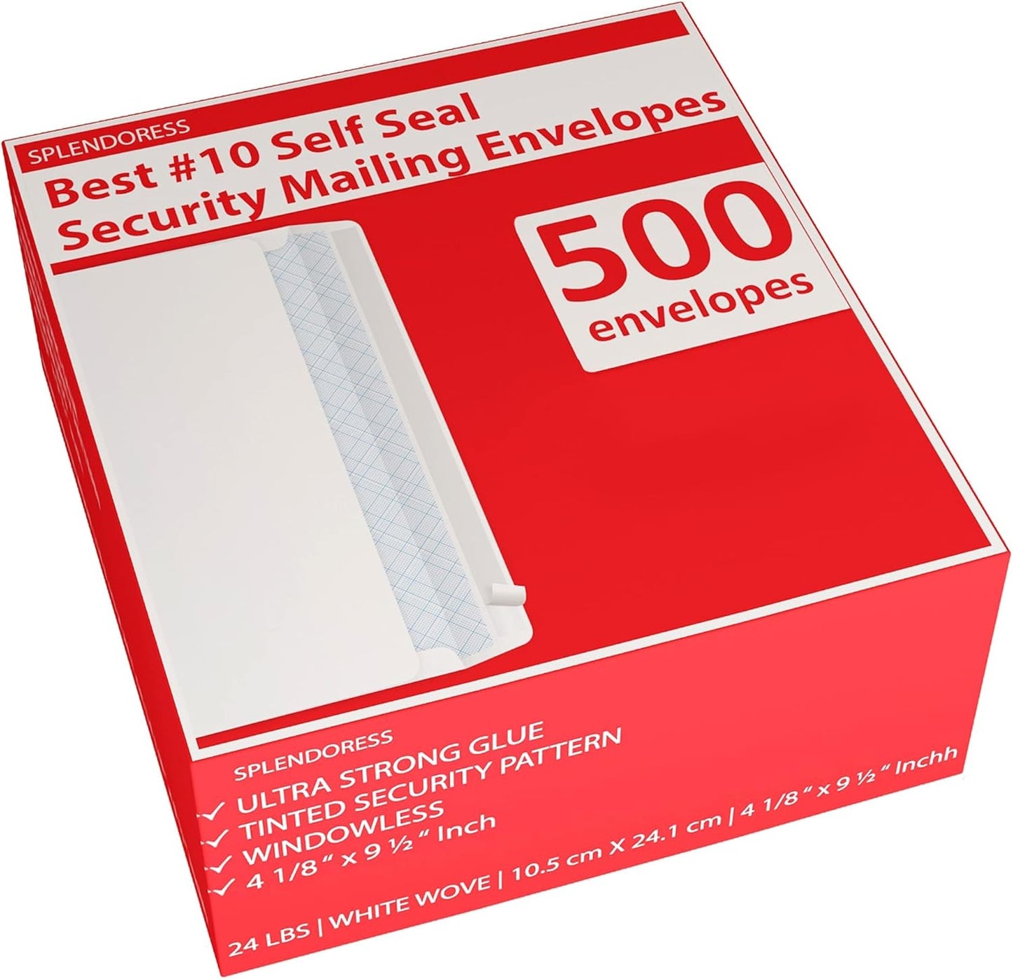 Envelopes Letter Size Self Seal, 500 Business Mailing Security Peel and Sealing Envelope, 100%