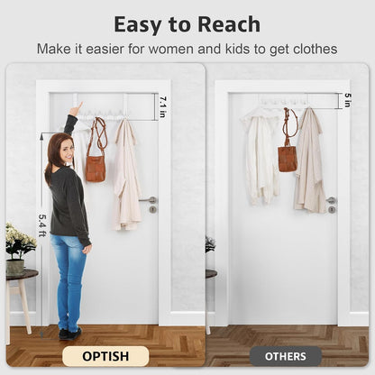 Optish Over The Door Hooks, Door Hanger Hooks for Hanging, Over The Doors Towel Racks for Bathroom, Coat Rack Dorm Essentials (1Pack