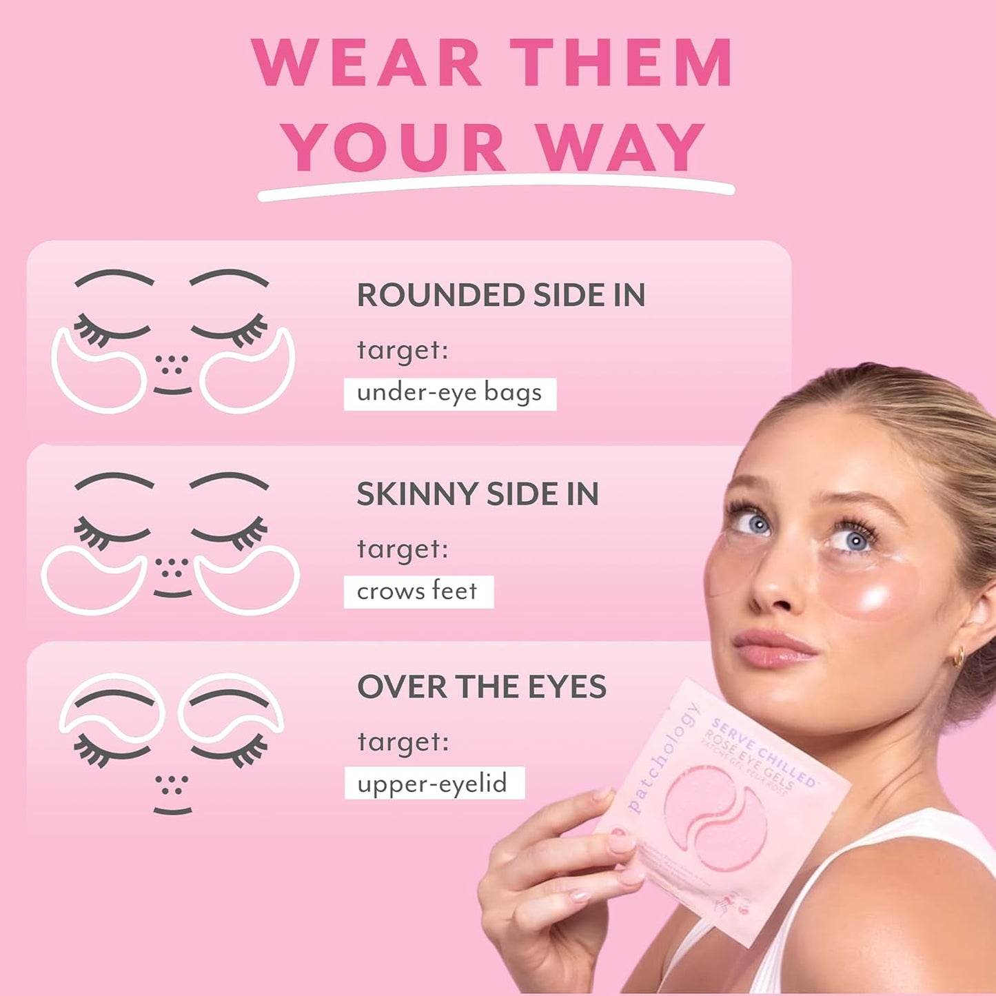Patchology Serve Chilled Ros Hydrating Under Eye Patches Hyaluronic Acid & Antioxidant-Infused Eye Masks to Reduce Dark