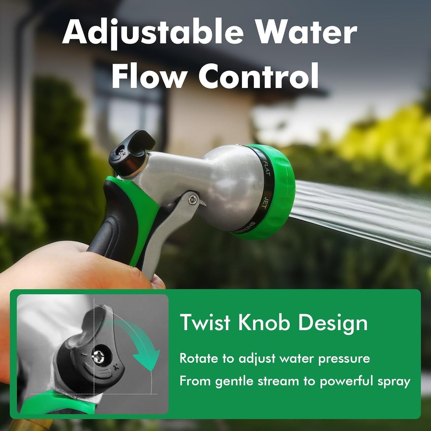 RESTMO Garden Hose Nozzle, Heavy Duty Metal Water Hose Nozzle with 7 Adjustable Spray