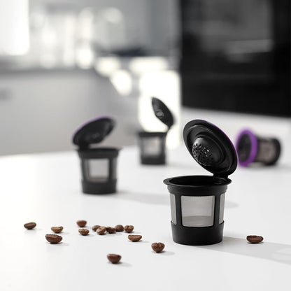 4 Black Reusable K Cups for Keurig Coffee Makers -, K-Select, K-Duo, K-Elite, K-Latte