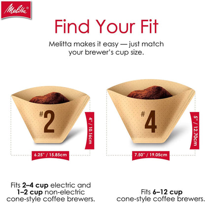 Melitta Cone Coffee Filters, Natural Brown, 100 Count (Pack Of 3), 300 Total Filters - Fits all 8-12 Cup Cone Coffee Makers and