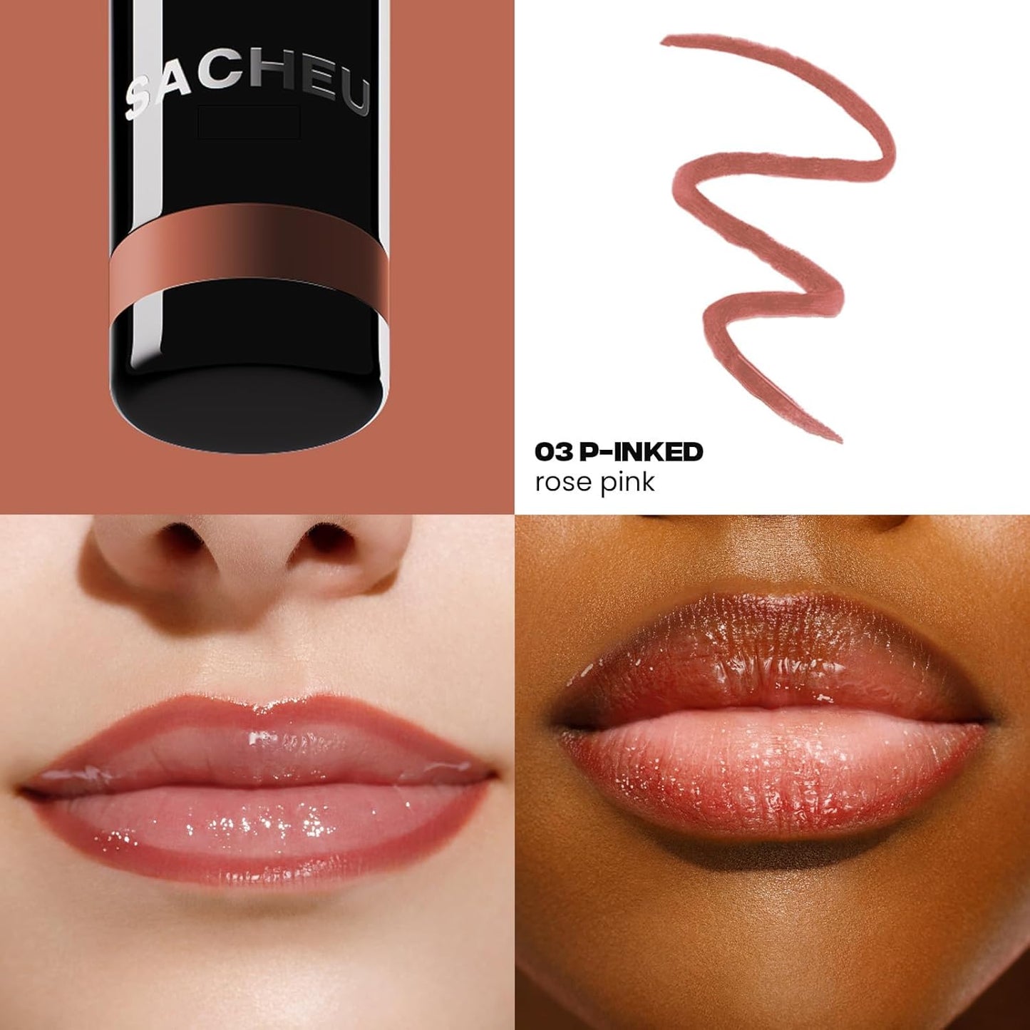 Sacheu Lip Liner STAY-N Peel Off Lip Stain Long Lasting Waterproof Lip Tint with Hyaluronic Acid & Vitamin E Transfer Proof Matte