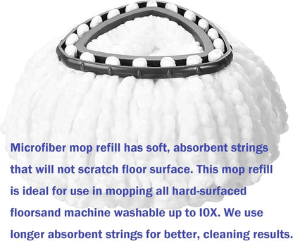 Spin Mop Replacement Head 4 Pack Mop Refill,Deep Clean,Machine Washable and Easy to Replace