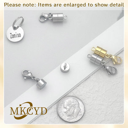 MKCYD Magnetic Necklace Clasp with Lobster Clasp,14K Gold and Silver Magnetic Jewelry Clasps for Necklace Extender Bracelet Closures
