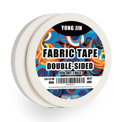 YONGJIN Double-Sided Fabric Tape (2 Rolls) - No Sewing or Ironing Required, Perfect for Quick Clothing Repairs, Fabric