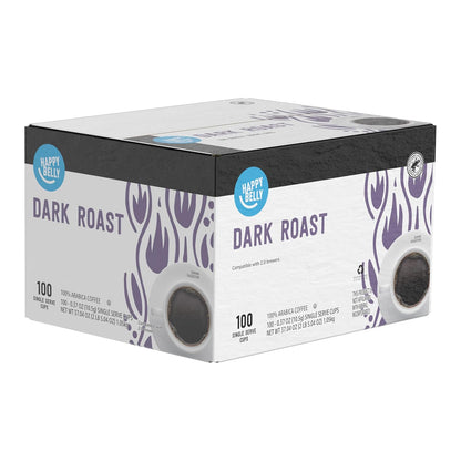 Amazon Brand - Happy Belly Dark Roast Coffee Pods, 100 Count