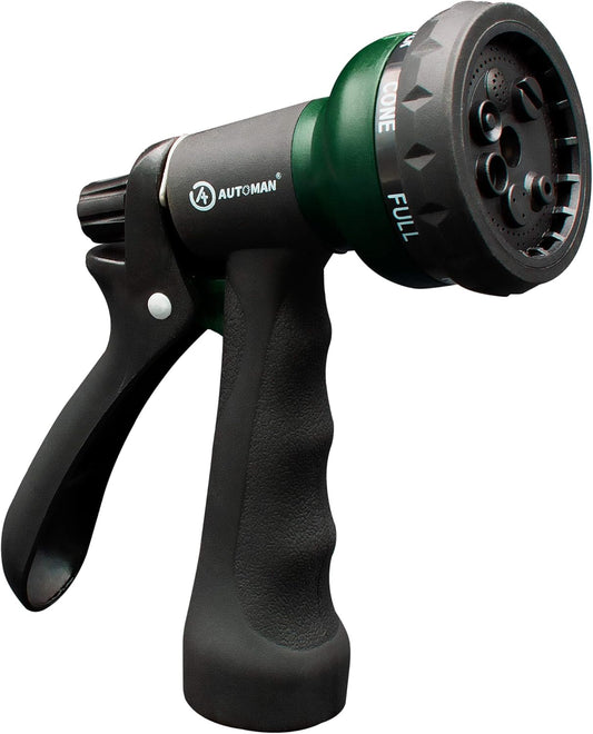 AUTOMAN-Garden-Hose-Nozzle, ABS Water Spray Nozzle with 7 Adjustable Watering Patterns, Slip Resistant for Watering Plants, Lawn&