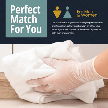 MED PRIDE Disposable Medical Grade Vinyl Exam Gloves, Latex & Powder Free, Ultra-Strong, for Healthcare & Food Handling (Medium (00) 100 Clear)