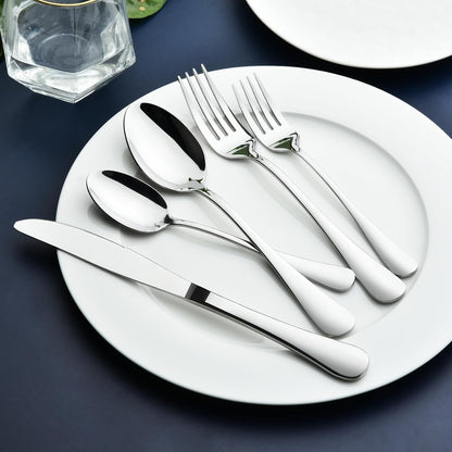 Silverware Set for 8, 40 Piece Heavy Duty Stainless Steel Flatware Utensils Cutlery Set Including Steak Knife Fork and Spoon, Dishwasher