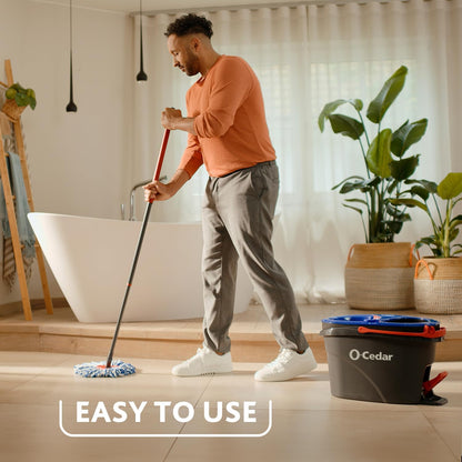 O-Cedar RinseClean Spin Mop & Bucket System, Clean with Water, Removes 99% of Bacteria