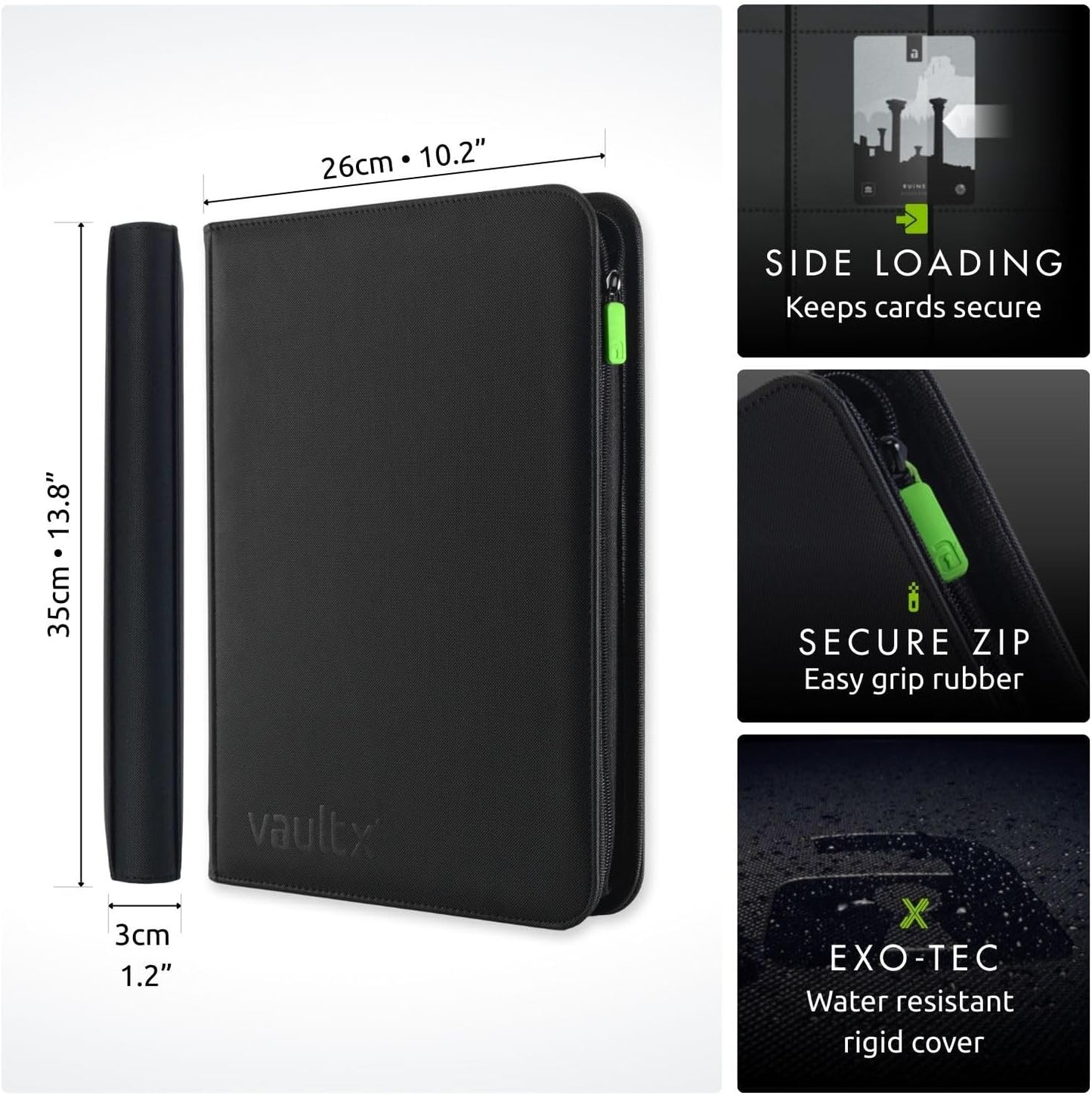 Vault X 9 Pocket Trading Card Zip Binder, 360 Cards, Premium Exo-Tec Album Material, 20 Side-Loading Pages, Folder for Collectible Games