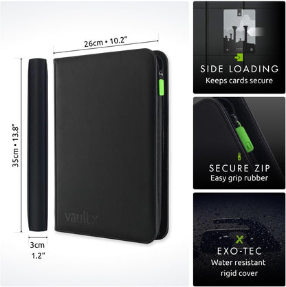 Vault X 9 Pocket Trading Card Zip Binder, 360 Cards, Premium Exo-Tec Album Material, 20 Side-Loading Pages, Folder for Collectible Games