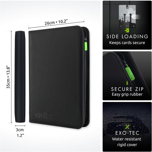 Vault X 9 Pocket Trading Card Zip Binder, 360 Cards, Premium Exo-Tec Album Material, 20 Side-Loading Pages, Folder for Collectible Games
