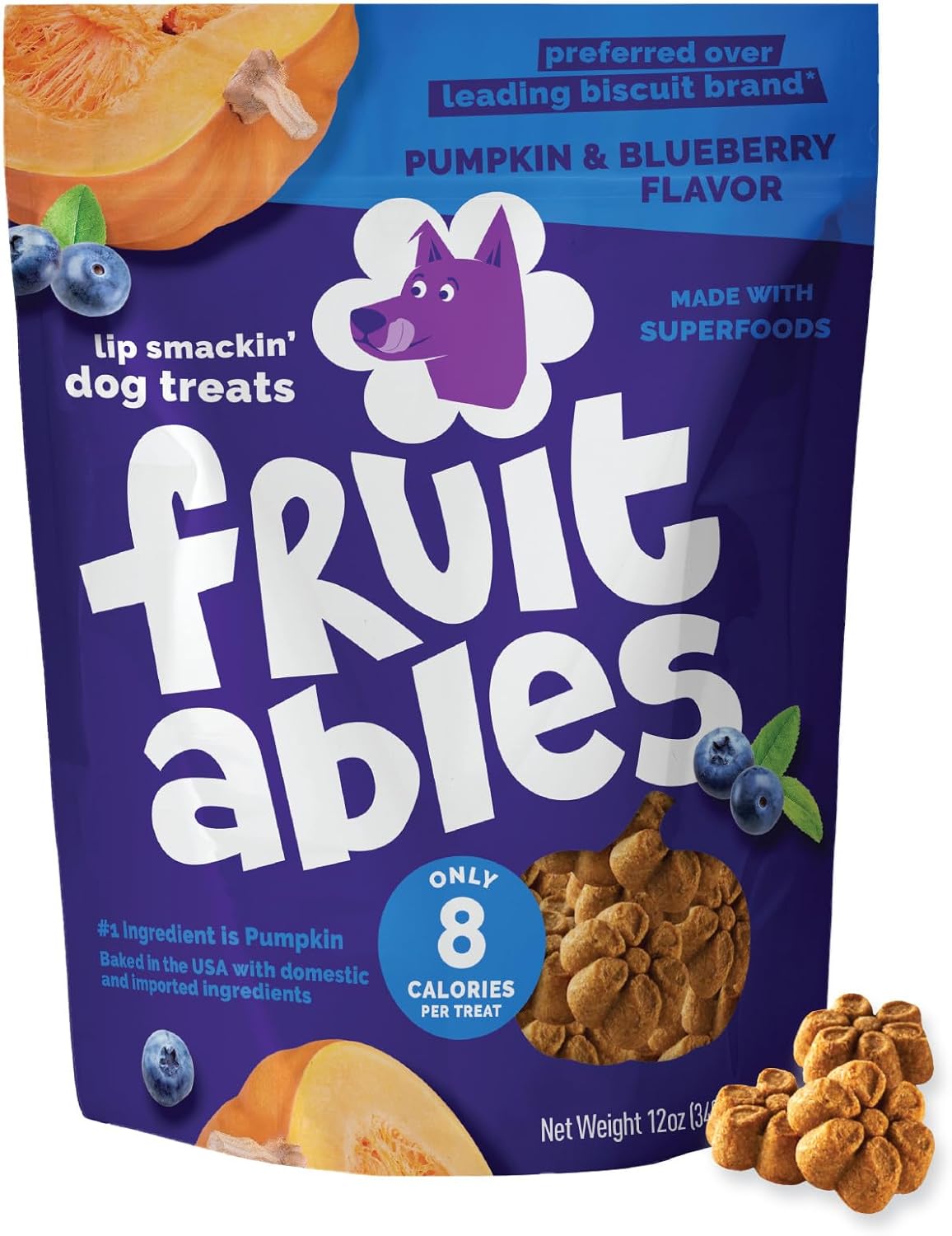 Fruitables Baked Dog Treats, Healthy Pumpkin Treat for Dogs, Low Calorie & Delicious, No Wheat, Corn or Soy, Made in the