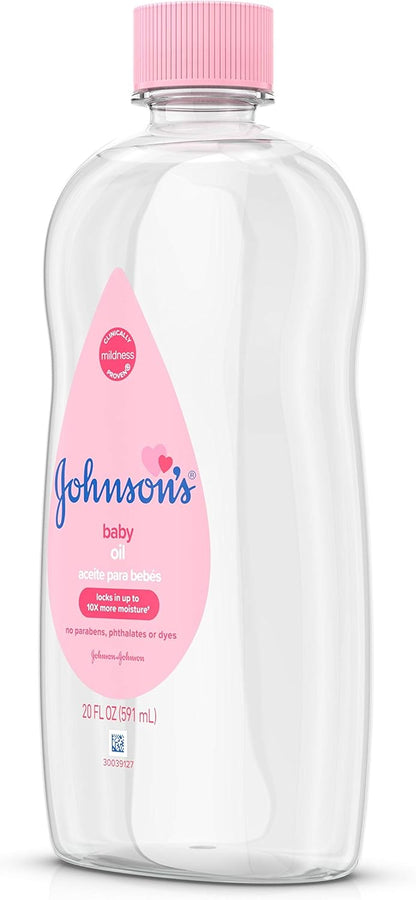 Johnson's Baby Oil, Pure Mineral Oil to help Prevent Moisture Loss for Baby, Kids & Adults, Gentle & Soothing Baby Massage Oil for Dry Skin