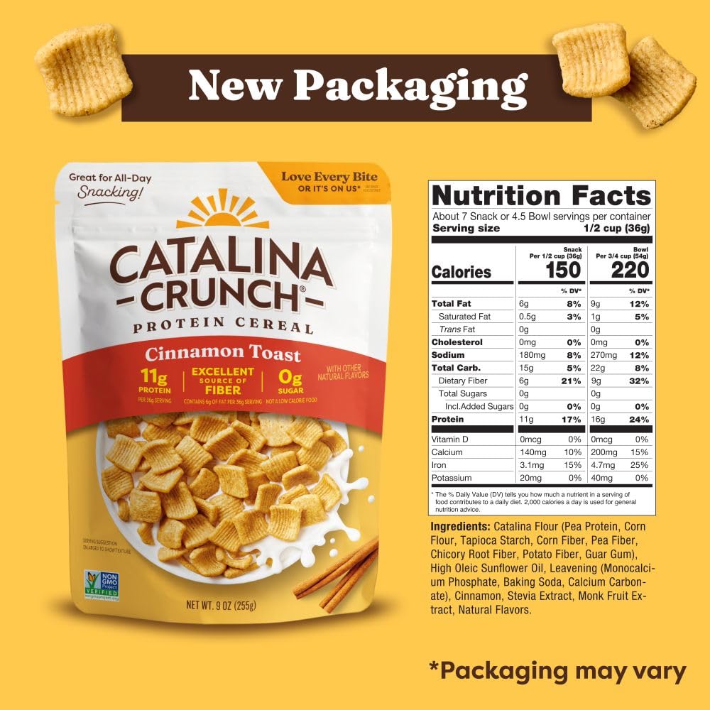 Catalina Crunch Protein Cereal, Sugar Free Breakfast Cereal with 11g of Protein, Gluten Free, Excellent Source of
