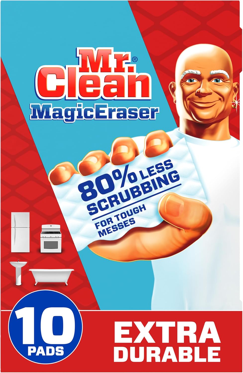 Mr. Clean Magic Eraser Sponge, All Purpose Cleaner, Cleaning Scrubber, Wall, Sneaker, Kitchen, Bathroom, Shower Cleaner, Cleaning