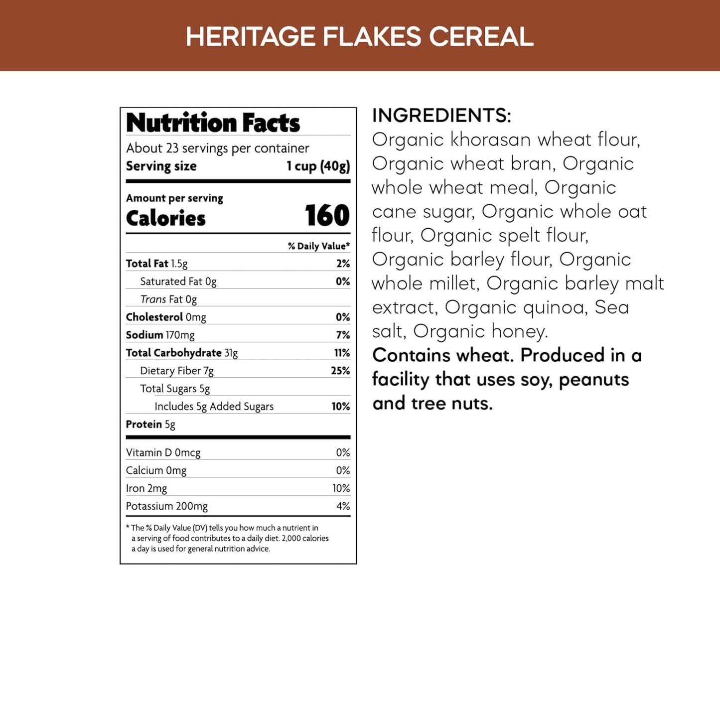 Nature's Path Organic Heritage Flakes Cereal, 33.5 oz, Ancient Grains, 23g Whole Grains, Non-GMO