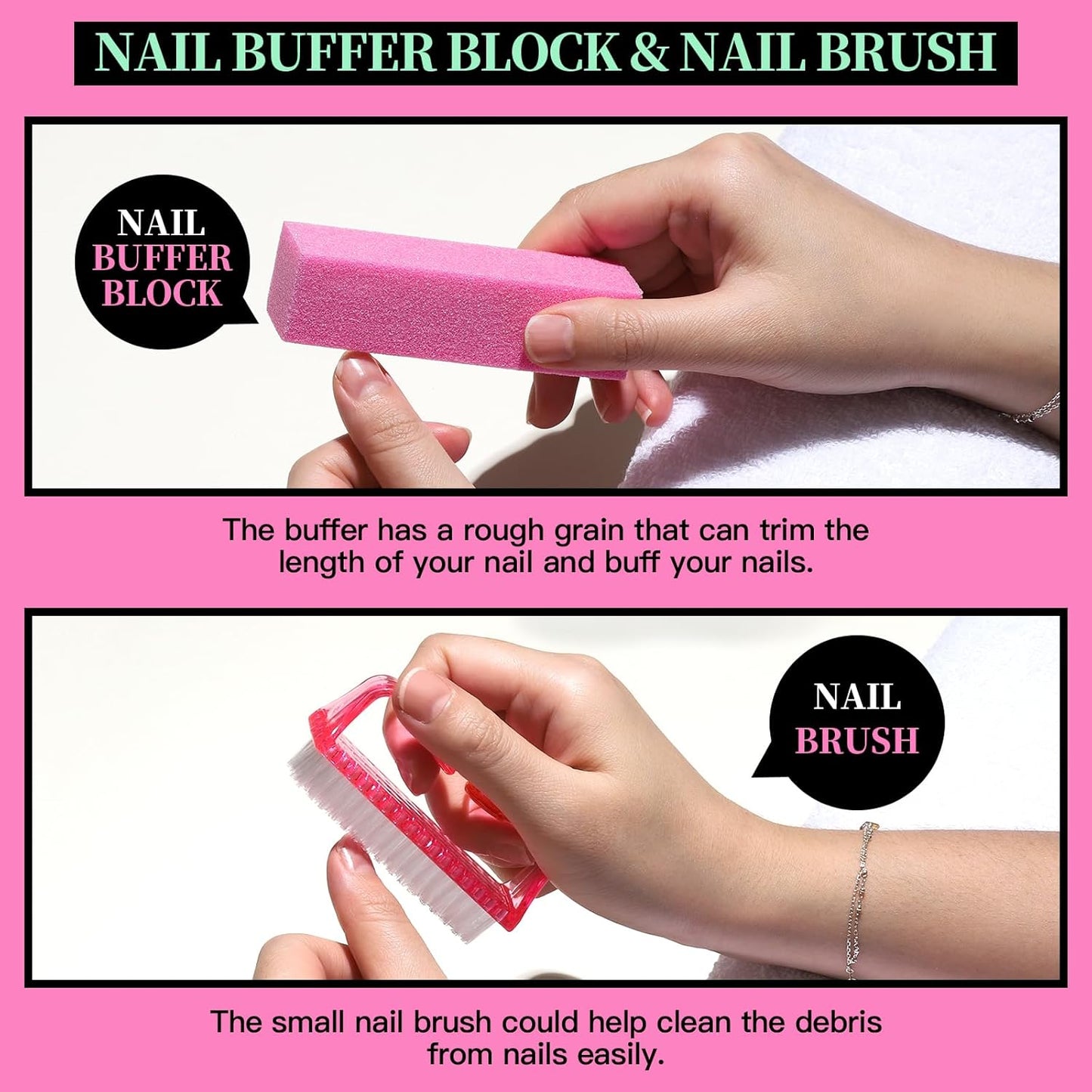 FANDAMEI Nail Care Kit, Nail Files 100/180, Nail Buffer Block, Cuticle Nippers, Cuticle Trimmer, Cuticle Pusher, Nail Tools, Nail